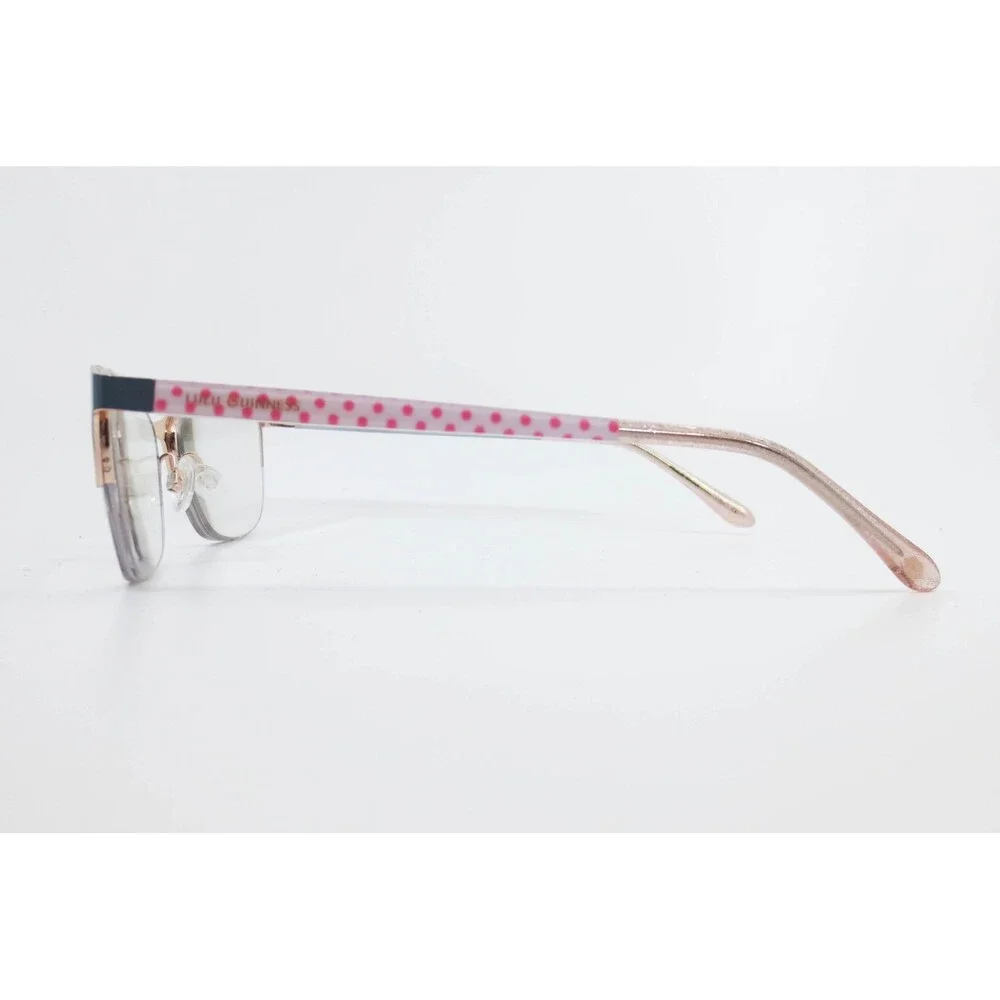 Lulu Guinness L946 SLA Slate Blue Pink Polka Dot Cat Eye Eyeglasses 53-17-140